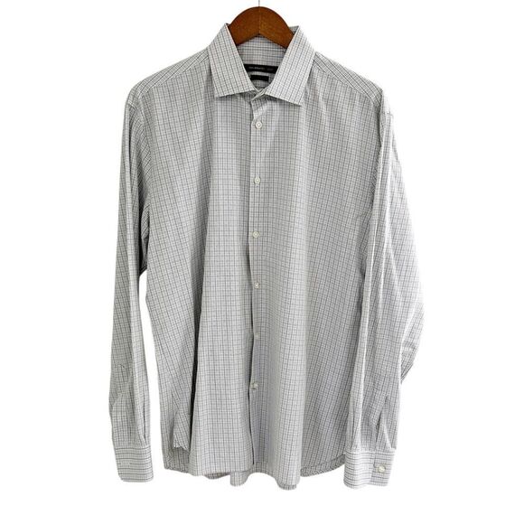 John Varvatos Long Sleeve Slim Fit Button Down Shirt Gray Stripe Size 16.5 - Picture 1 of 5